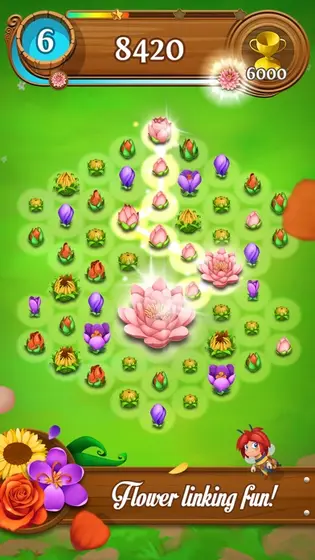 Blossom Blast Saga chain of linked flowers