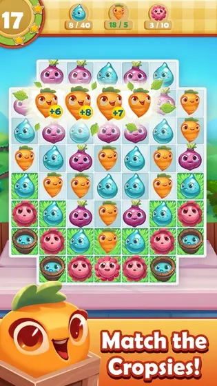 Farm Heroes Saga level with several target types